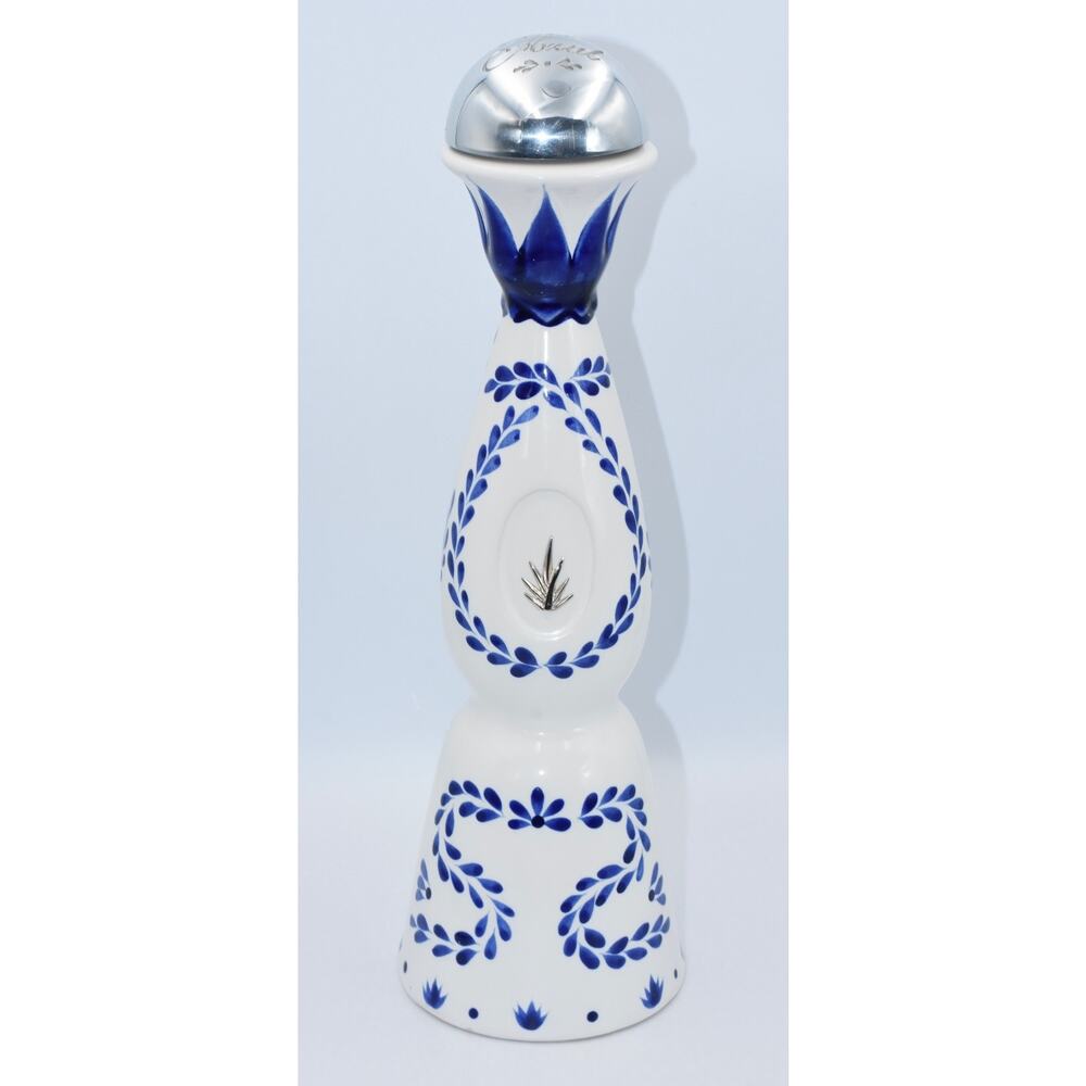 Clase Azul Reposado Art Pottery Hand Painted White & Blue Decor Bottle